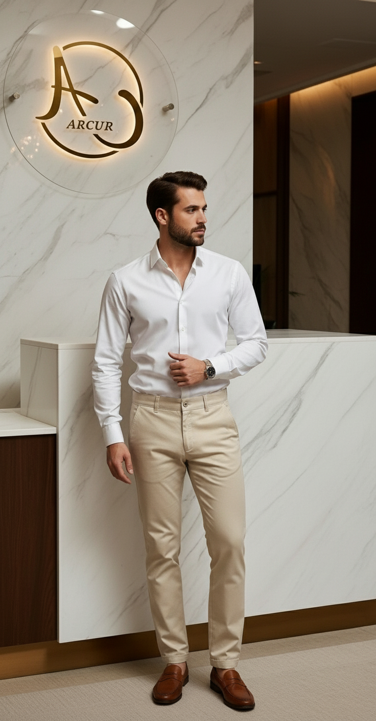 Pantalón Drill Slim Beige