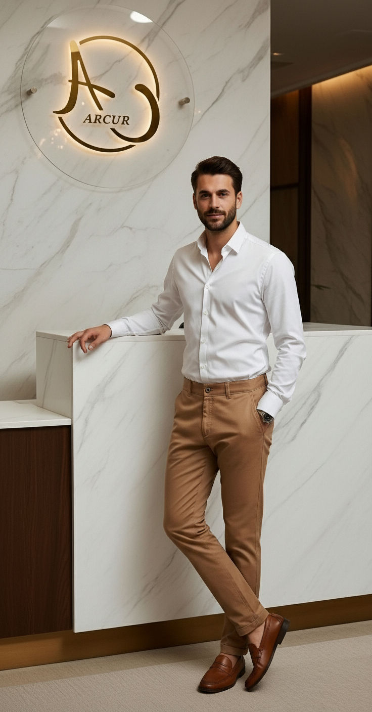 Pantalón Drill Slim Camel