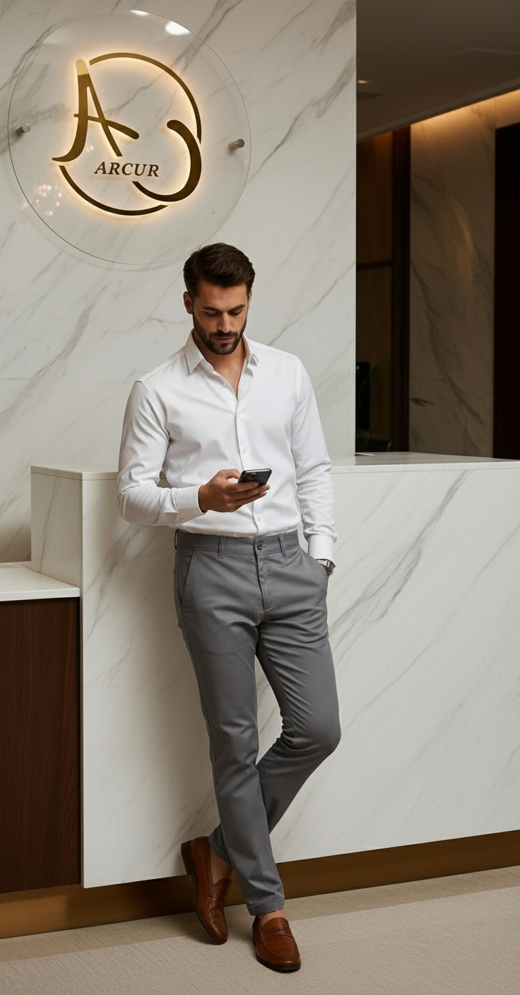 Pantalón Drill Slim Gris Oscuro