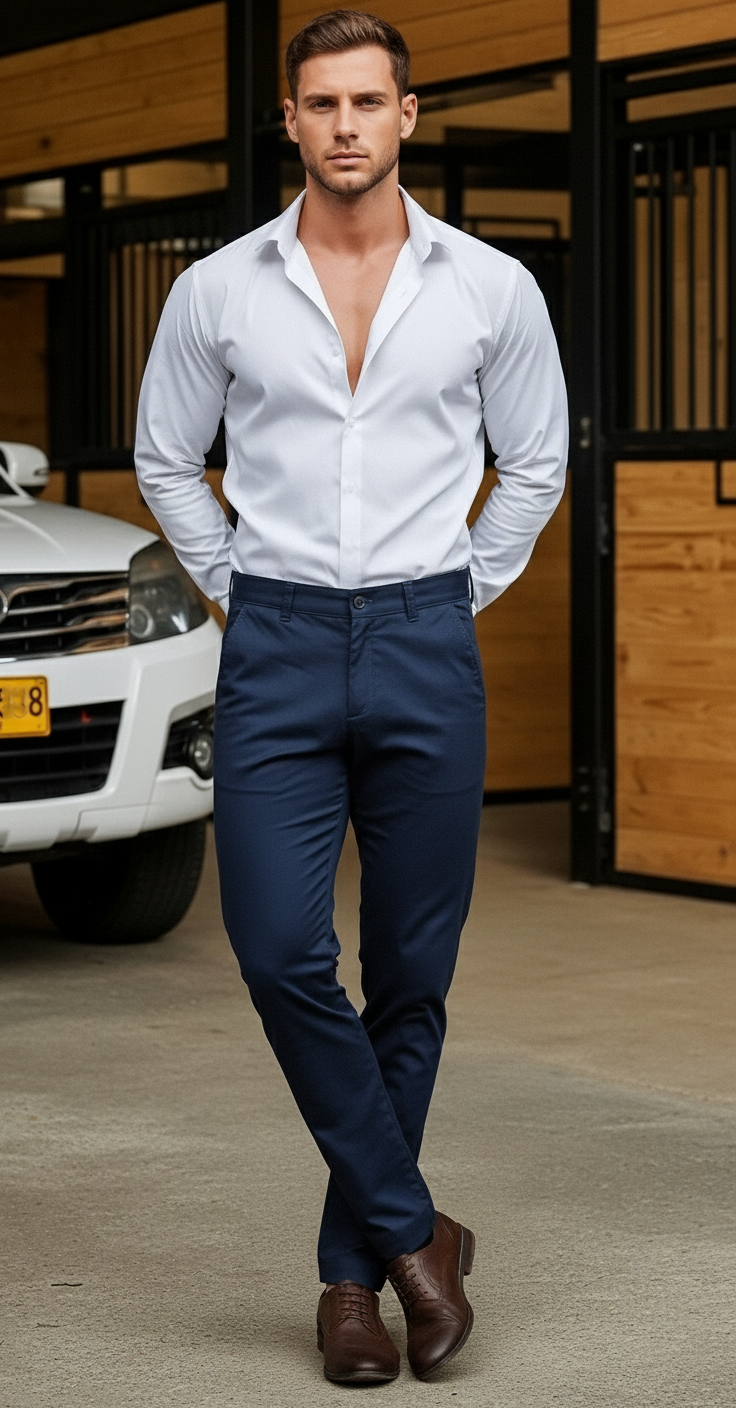 Pantalón Drill Slim Azul Ref