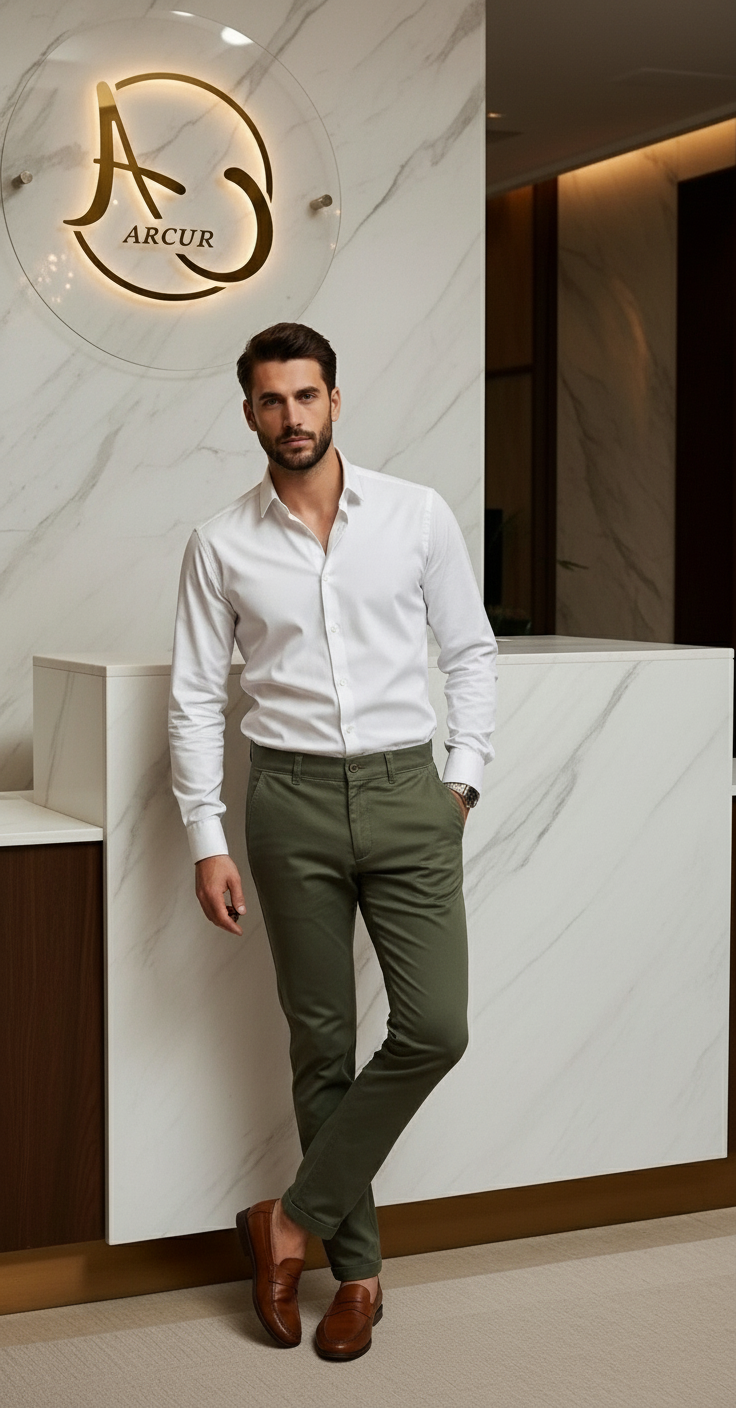 Pantalón Drill Slim Verde